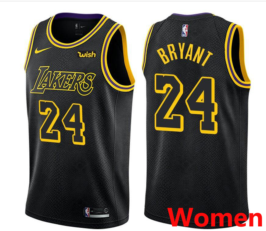 Custom Womens Kobe Bryant Lakers 24 city jersey black NBA Jerseys